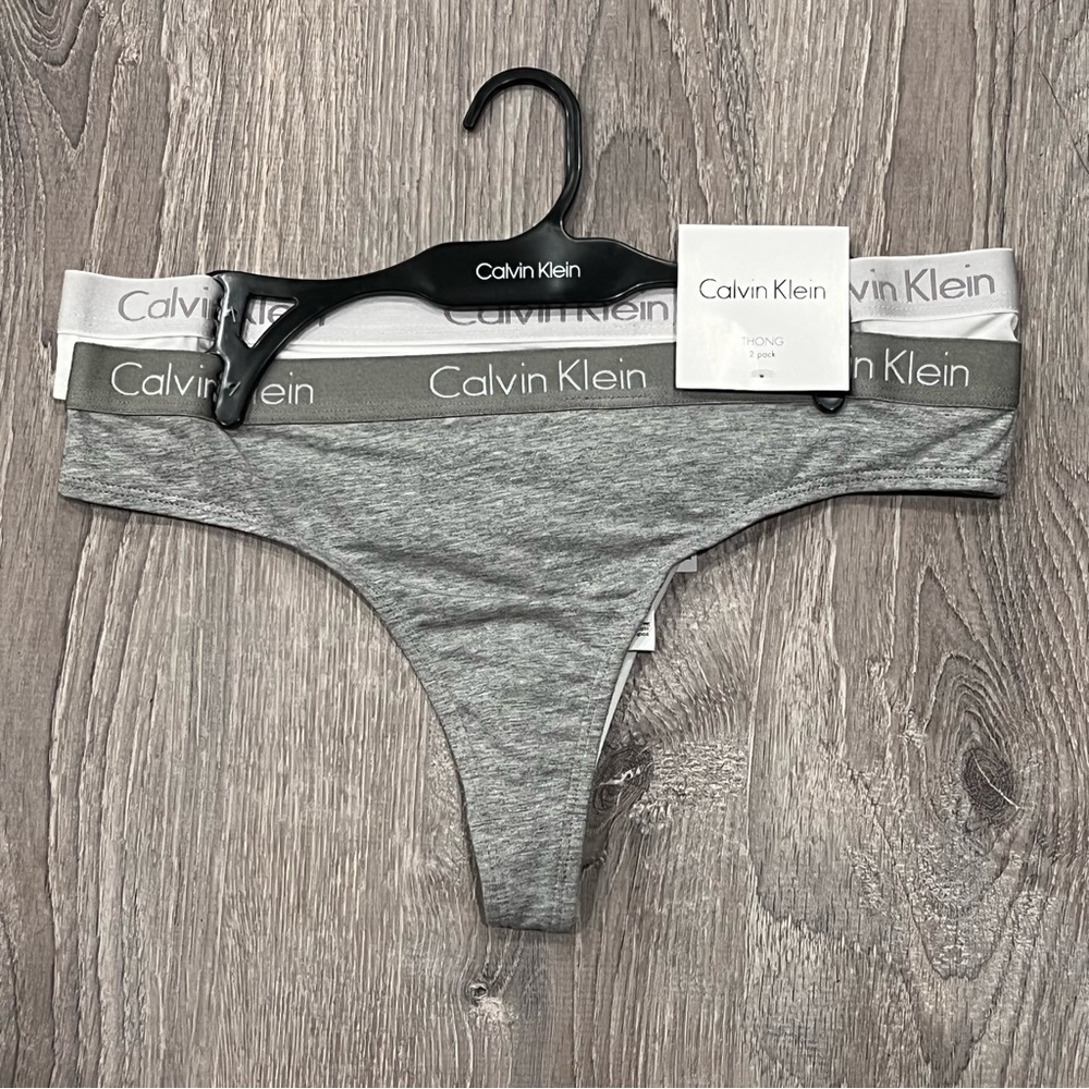 Calvin Klein Logo Motive Cotton Thong Panties - Pack of 2